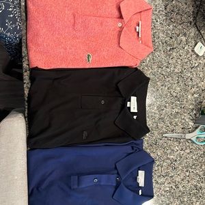 THREE men’s Lacoste Polo size 7 US 2XL gently worn and only dry cleaned! Polos